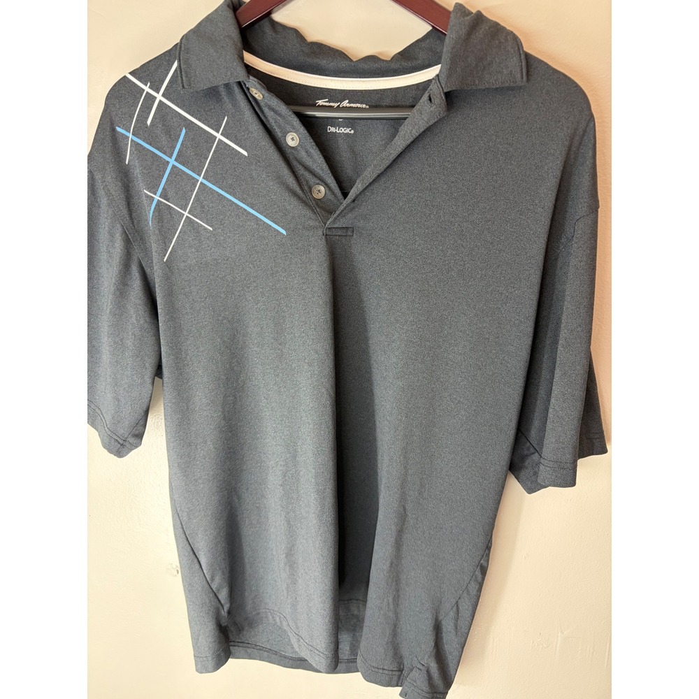 Tommy Armour Mens Dri-Logic Golf Polo Shirt Gray Graphic Performance Size M